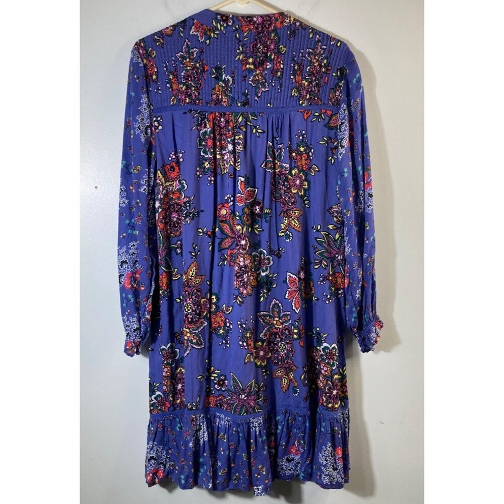Womens Anthropologie Floral Boho Ruffle Lace Dress Purple S Viscose Cotton - Picture 2 of 10